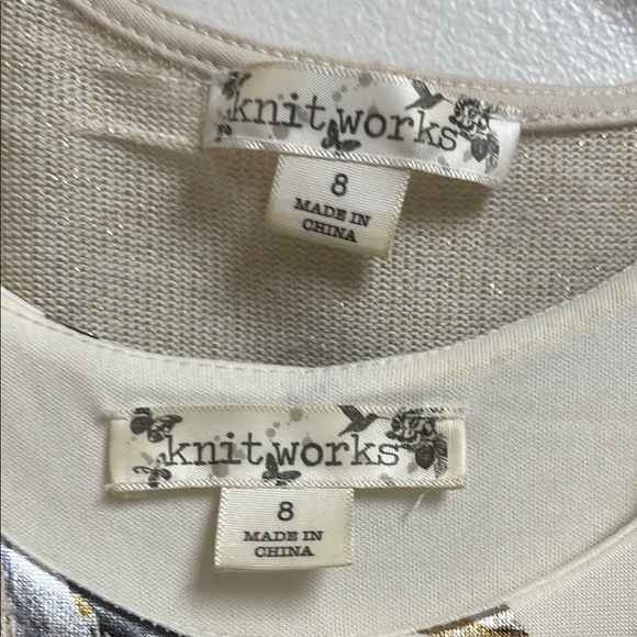 Elegant Floral Kids Dress with Gold Cardigan - Picture 2 of 8